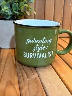 THRESHOLD Parenting Humor, “Parenting Style: Survivalist, Olive Green Coffee Mug